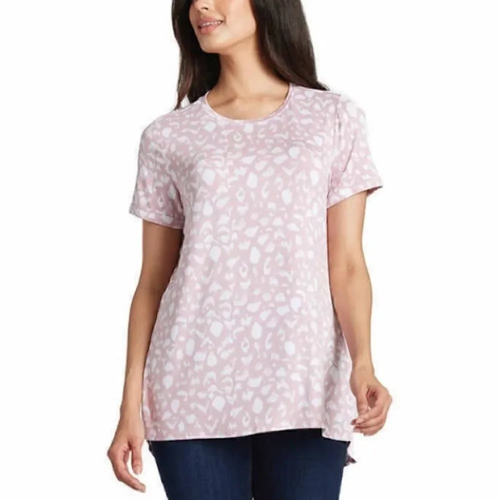 ELLEN TRACY Ladies Short Sleeve HiLo Hem Tunic Top - Picture 2 of 5